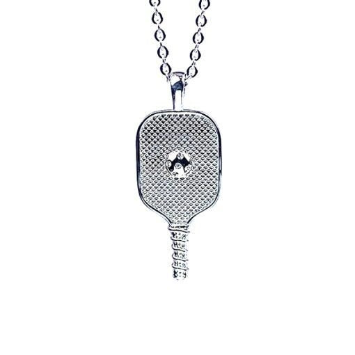 Medium Sterling Silver Pickleball Necklace